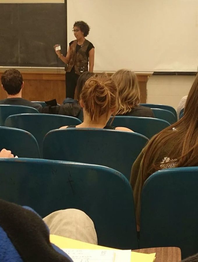In the 22nd of September 2014, Sabah Sanhouri was speaking to the International Literature Today's class students. The class was in the University of Iowa leaded by prof: Natasa Durovicova. Sanhouri was speaking about her experience in writing.